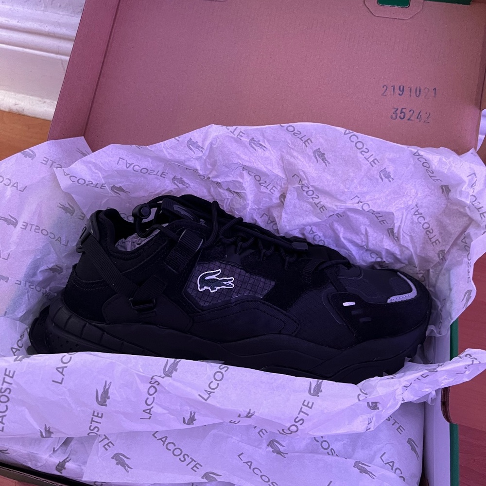 Lacoste Men's Black L-Guard Breaker Textile and Suede Sneakers